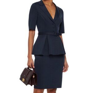 BADGLEY MISCHKA neoprene peplum dress in navy blue Sz.6